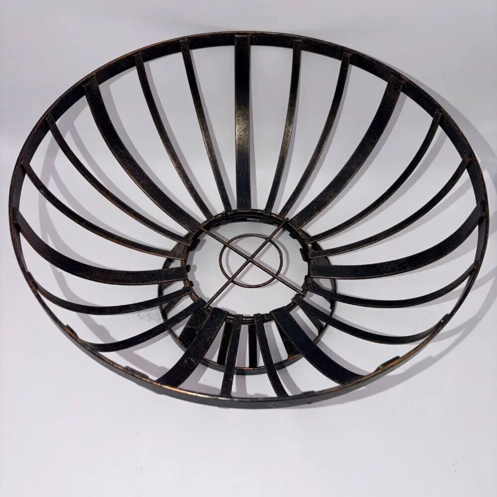 Vintage Black Metal Wire Pedestal Bowl Basket | Industrial Farmhouse Decor